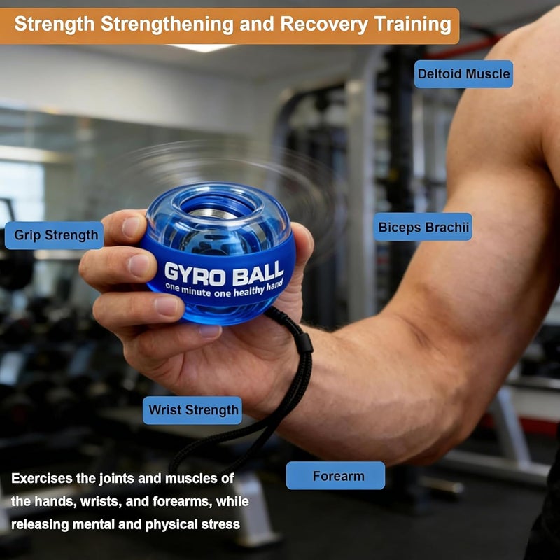 EXBEPE Metal Torque Ball with Light, Weighted Auto-Start Gyro Ball Hand Wrist Forearm Trainer and Strengthener for Exercise Joint and Muscle with Bag - Image 5